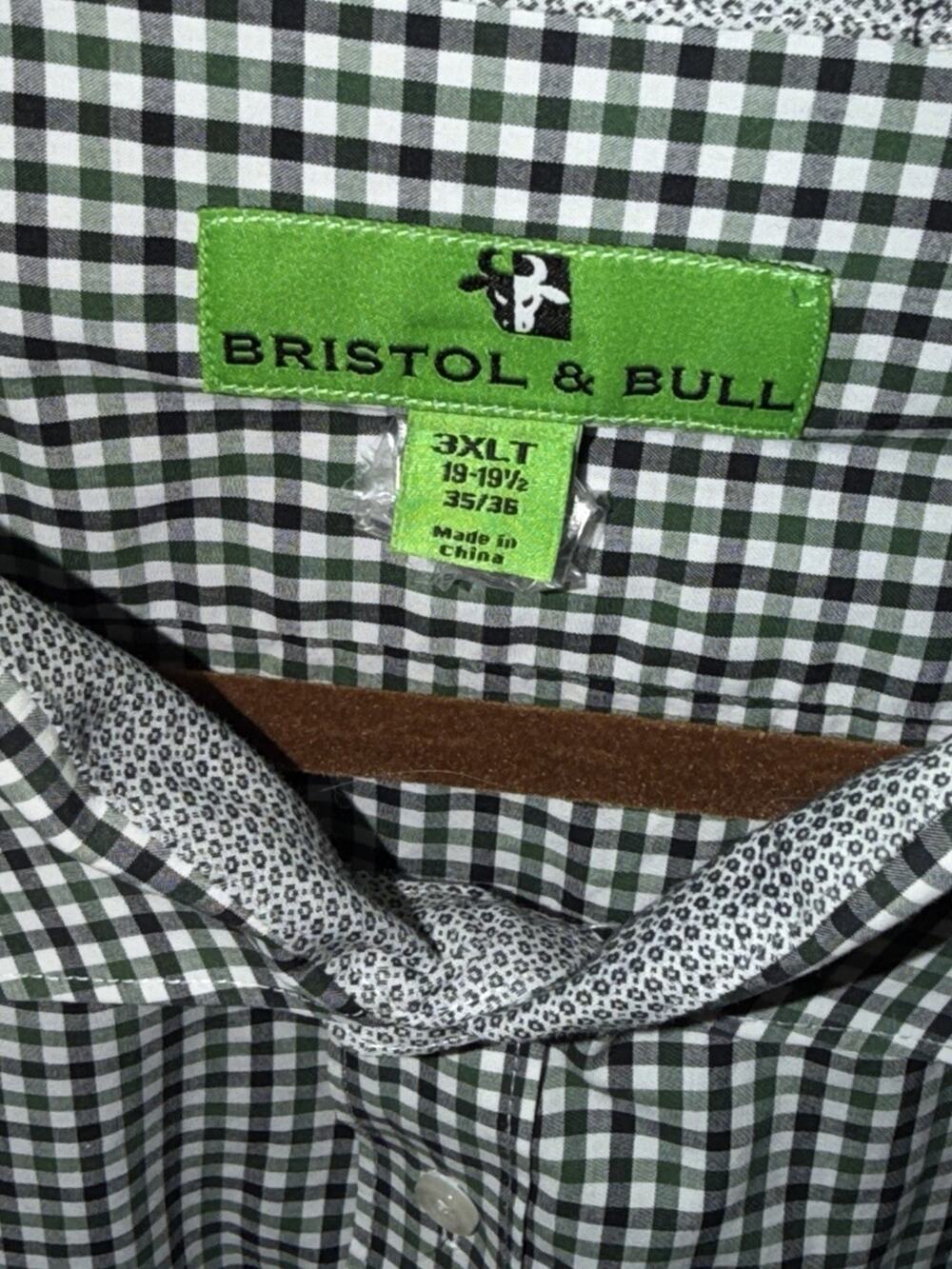 Bristol & Bull Men's 3XLT Big & Tall Check Long Sleeve Button-Up Shirt Green